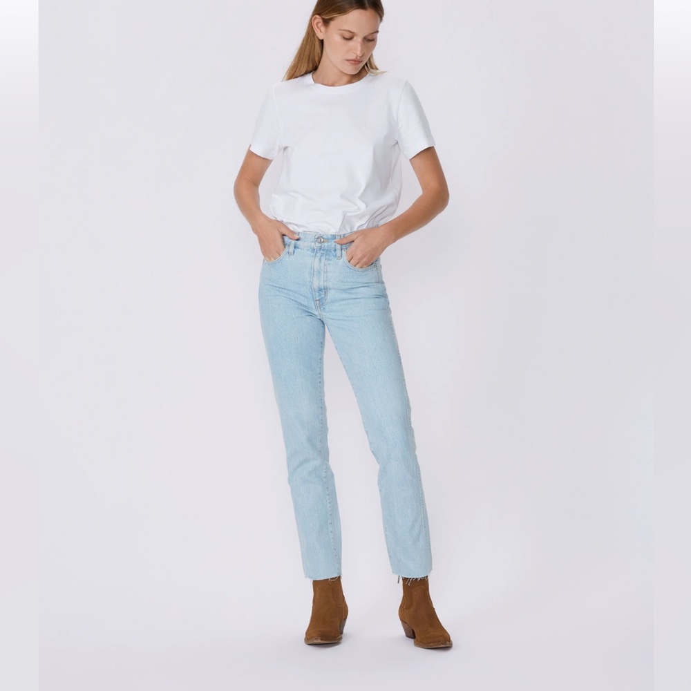 SLVRLAKE Hero High Waist Raw Hem Slim Straight Leg Jeans (Free and Easy)